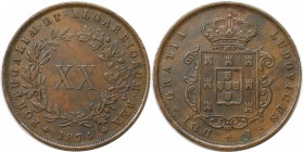 Europäische Münzen und Medaillen, Portugal. Luiz I. 20 Reis 1874. Kupfer. KM 515. Vorzüglich