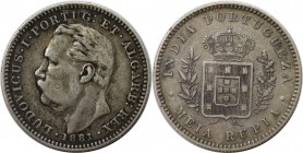 Europäische Münzen und Medaillen, Portugal. PORTUGIESISCHE BESITZUNGEN. India-Portuguese. 1/2 Rupia 1881. Silber. KM 311. Sehr schön-vorzüglich