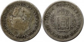 Europäische Münzen und Medaillen, Portugal. PORTUGIESISCHE BESITZUNGEN. India-Portuguese. 1/4 Rupia 1881. Silber. KM 310. Sehr schön