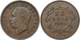 Europäische Münzen und Medaillen, Portugal. Luiz I. 20 Reis 1884. Bronze. KM 527. Vorzüglich