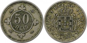 Europäische Münzen und Medaillen, Portugal. Carlos I. 50 Reis 1900. Kupfer-Nickel. KM 545. Fast Vorzüglich