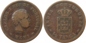 Europäische Münzen und Medaillen, Portugal. PORTUGIESISCHE BESITZUNGEN. India-Portuguese. 1/2 Tanga 1901. Bronze. KM 16. Sehr schön