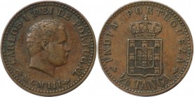Europäische Münzen und Medaillen, Portugal. PORTUGIESISCHE BESITZUNGEN. India-Portuguese. 1/8 Tanga 1903. Bronze. KM 14. Sehr schön-vorzüglich