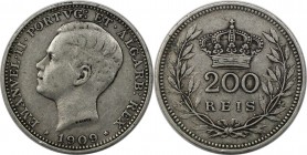 Europäische Münzen und Medaillen, Portugal. Manuel II. 200 Reis 1909. Silber. KM 549. Sehr schön+