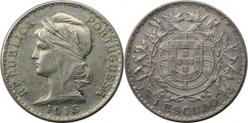Europäische Münzen und Medaillen, Portugal. 1 Escudo 1915. Silber. KM 564. Vorzüglich