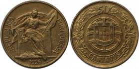 Europäische Münzen und Medaillen, Portugal. 50 Centavos 1926. Aluminium-Bronze. KM 575. Vorzüglich