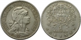 Europäische Münzen und Medaillen, Portugal. PORTUGIESISCHE BESITZUNGEN. GUINEA BISSAU. 1 Escudo 1933. KM 5. Vorzüglich
