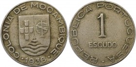 Europäische Münzen und Medaillen, Portugal. PORTUGIESISCHE BESITZUNGEN. MOZAMBIQUE. 1 Escudo 1936. Kupfer-Nickel. KM 66. Sehr schön-vorzüglich