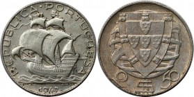 Europäische Münzen und Medaillen, Portugal. 2.5 Escudos 1947, Silber. 0.07 OZ. KM 580. Stempelglanz