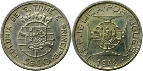 Europäische Münzen und Medaillen, Portugal. PORTUGIESISCHE BESITZUNGEN. SAINT THOMAS & PRINCE ISLANDS. 5 Escudos 1948. Silber. KM 6. Vorzüglich