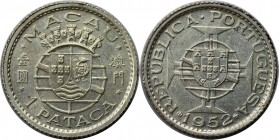 Europäische Münzen und Medaillen, Portugal. PORTUGIESISCHE BESITZUNGEN. MACAU. 1 Pataca 1952. Silber. KM 4. Stempelglanz