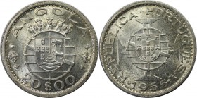 Europäische Münzen und Medaillen, Portugal. PORTUGIESISCHE BESITZUNGEN. ANGOLA. 20 Escudos 1955, Silber. 0.23 OZ. KM 74. Stempelglanz