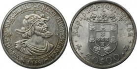 Europäische Münzen und Medaillen, Portugal. Pedro Alvares Cabral. 50 Escudos 1968. 18,0 g. 0.650 Silber. 0.38 OZ. KM 593. Fast Stempelglanz