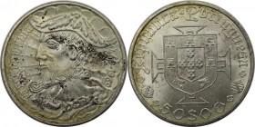 Europäische Münzen und Medaillen, Portugal. 500. Geburtstag von Vasco da Gama. 50 Escudos 1969. Silber. 0.38 OZ. KM 598. Stempelglanz (Matte). Flecken...