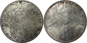 Europäische Münzen und Medaillen, Portugal. Nelkenrevolution. 250 Escudos 1976. Silber. 0.55 OZ. KM 604. Stempelglanz. Flecken