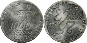 Europäische Münzen und Medaillen, Portugal. Nelkenrevolution. 1000 Escudos 1999. Silber. 0.43 OZ. KM 715. Stempelglanz