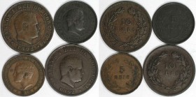 Europäische Münzen und Medaillen, Portugal, Lots und Sammlungen. 5 Reis 1892, 5 Reis 1910, 2 x 10 Reis 1892. Lot von 4 Münzen. Sehr schön-vorzüglich...