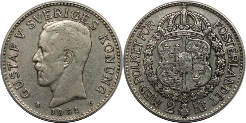 Europäische Münzen und Medaillen, Schweden / Sweden. Gustaf V. (1907-1950). 2 Kr...