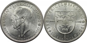 Europäische Münzen und Medaillen, Schweden / Sweden. Gustaf V. (1907-1950). 500 Jahre Reichstag. 5 Kronor 1935. Silber. KM 806. Fast Stempelglanz