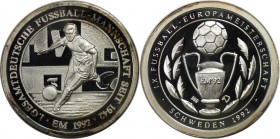 Europäische Münzen und Medaillen, Schweden / Sweden. "Fussball EM 1992". Medaille 1992. Silber. Stempelglanz