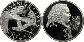 Europäische Münzen und Medaillen, Schweden / Sweden. Carl von Linne (1707-1778). 20 Ecu 1995, Silber. Polierte Platte