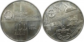 Europäische Münzen und Medaillen, Ungarn. 50 Jahre Zentralbank - Magyar Nemzeti Bank. 100 Forint 1974. 22,0 g. 0.640 Silber. 0.45 OZ. KM 603. Stempelg...