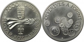 Europäische Münzen und Medaillen, Ungarn / Hungary. 50. Jahrestag der Forint-Währung. 2000 Forint 1996. 31,46 g. 0.925 Silber. 0.94 OZ. KM 717. Polier...
