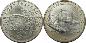 Europäische Münzen und Medaillen, Ungarn / Hungary. Alte Balaton Schiffe - Helka & Kelén. 2000 Forint 1997. 31,46 g. 0.925 Silber. 0.94 OZ. KM 722. St...