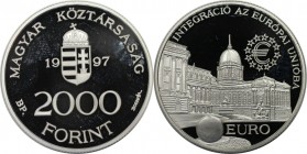 Europäische Münzen und Medaillen, Ungarn / Hungary. Königspalast. 2000 Forint 1997. 31,10 g. 0.925 Silber. 0.93 OZ. KM 724. Polierte Platte