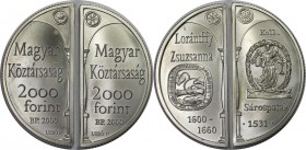 Europäische Münzen und Medaillen, Ungarn / Hungary, Lots und Sammlungen. 2 x 2000 Forint 2000, KM 747 und KM 748. Lot von 2 Münzen, Silber. Stempelgla...