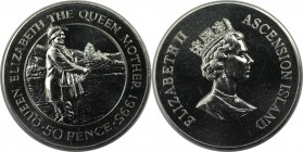 Weltmünzen und Medaillen, Ascension Insel / Ascension Island. 95. Jahrestag der Geburt der Königin Mutter. 50 Pence 1995. Kupfer-Nickel. KM 7. Stempel...