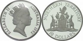 Weltmünzen und Medaillen, Australien / Australia. Elisabeth II. 10 Dollars 1992, 0,925 Silber. 0,591OZ. 20 g. KM 188. Polierte Platte