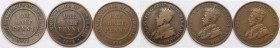 Weltmünzen und Medaillen, Australien / Australia, Lots und Sammlungen. George V. (1910-1936). 3 x 1/2 Penny 1911-1916. Bronze. KM 22. Lot von 3 Münzen...