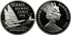 Weltmünzen und Medaillen, Barbados. "Olympia Barcelona 1992 - Seglboote". 10 Dollars 1992. 23,33 g. 0.925 Silber. 0.7 OZ. KM 61. Polierte Platte