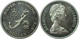 Weltmünzen und Medaillen, Bermuda. Silber-Hochzeit von Königin Elisabeth II. und Prinz Philip. 1 Dollar 1972, Silber. KM 22. Stempelglanz