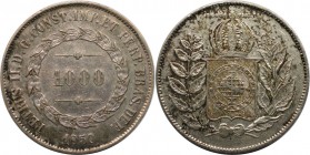 Weltmünzen und Medaillen, Brasilien / Brazil. Pedro II. (1831-1889). 1000 Reis 1850. Silber. KM 459. Vorzüglich