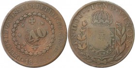 Weltmünzen und Medaillen, Brasilien / Brazil. 40 Reis 1825 (1835). Kupfer. KM 444.1. Sehr schön