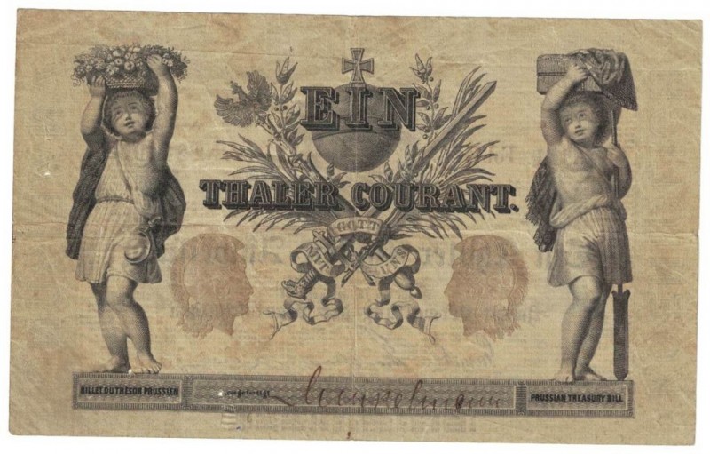 Banknoten, Deutschland / Germany. 1 Taler 13.02.1861. Pick S411. Kleine Löcher. ...