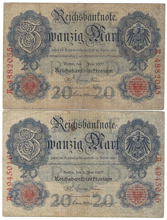 Banknoten, Deutschland / Germany. Reichsbanknoten und Reichskassenscheine (1874-...