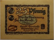 Banknoten, Deutschland / Germany. Notgeld Glashütte, Sachsen. 25 Pfennig 1921. G/M 430.1. I-II