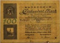 Banknoten, Deutschland / Germany. Notgeld Thüringen Pößneck. 100 Mark 1922. Müller 3630.1b. IV