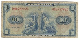 Banknoten, Deutschland / Germany. BRD: Bank Deutscher Länder (1948-1949). 10 Deutsche Mark 1948 Pick: 5a, Ro: 238, III
