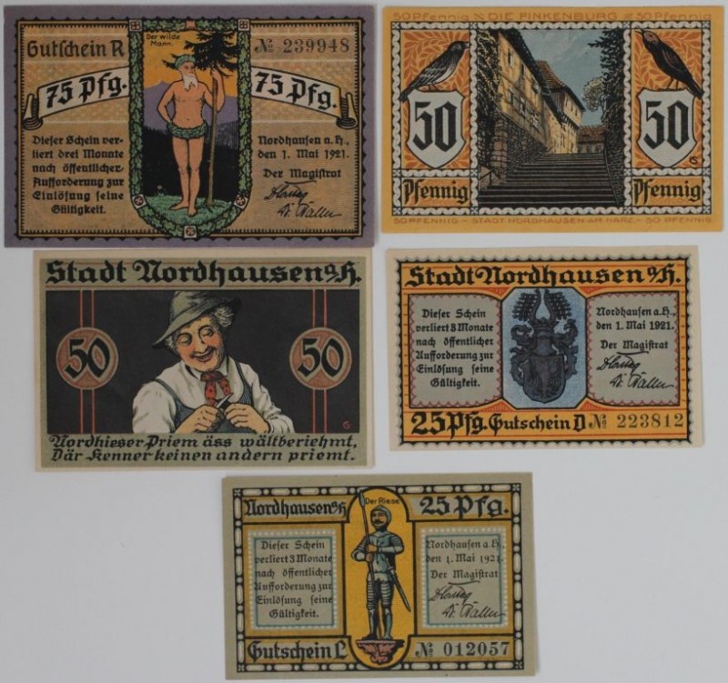 Banknoten, Deutschland / Germany, Lots und Sammlungen. Notgeld Nordhausen. 2 x 2...