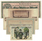 Banknoten, Deutschland / Germany, Lots und Sammlungen. Notgeld. Stadt Holzminden. 1 Mark 1922. SS0625.1-4-4. I-II, Notgeld Inflation. Stadt Essen. 100...