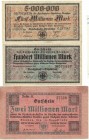 Banknoten, Deutschland / Germany, Lots und Sammlungen. Notgeld Dresden (Sachsen). Reichsbahn. 2 Millionen Mark 13.8.1923, 5 Millionen Mark 21.8.1923, ...