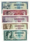 Banknoten, Jugoslawien / Yugoslavia, Lots und Sammlungen. 5 Dinara 1968. P.81. I, 10 Dinara 1978. P.87. I, 20 Dinara 1981. P.88. II, 50 Dinara 1968. P...