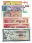 Banknoten, Jugoslawien / Yugoslavia, Lots und Sammlungen. 2 x 100 Dinara 1978. Pick 090a. IV, 1000 Dinara 1981. P.92a. I, 5000 Dinara 1985. P.93b. I, ...