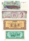 Banknoten, Kambodscha / Cambodia, Lots und Sammlungen. 0.1 Riel 1979. P.25. I, 1 Riel 1979. P.28. I, 50 Riels 1992. P.35. I, 100 Riels 2001. P.36. I, ...