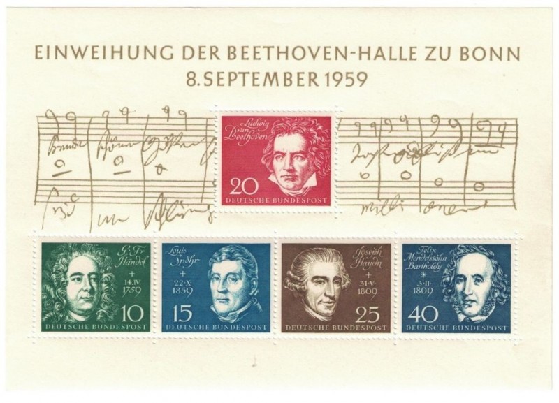 Briefmarken / Postmarken, Deutschland / Germany. BRD. Einweihung der Beethoven-H...