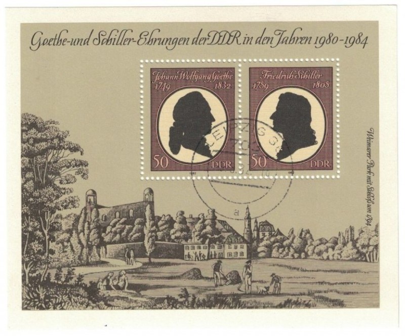 Briefmarken / Postmarken, Deutschland / Germany. DDR. Goethe-Schiller-Ehrung. Bl...